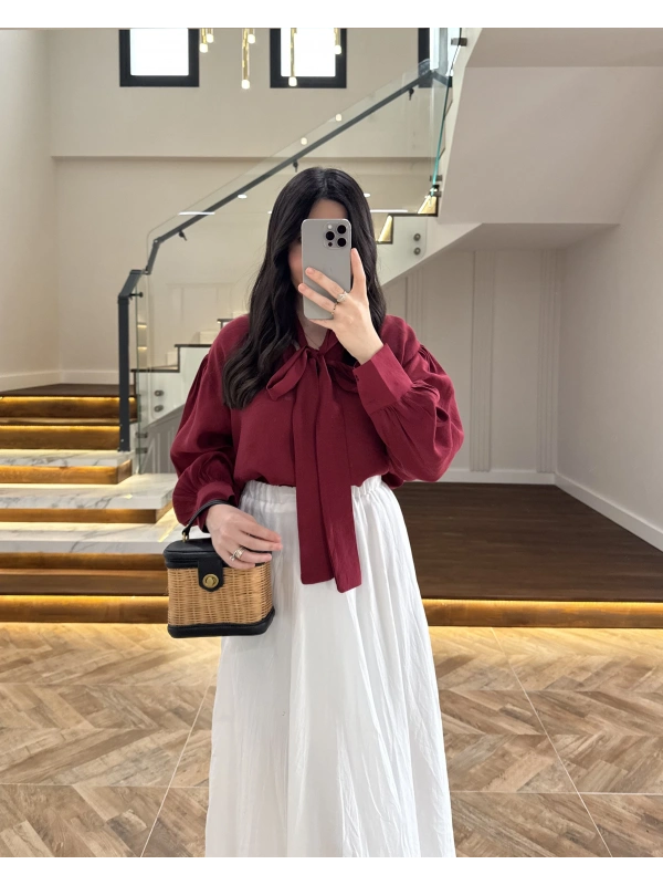 BORDO BAĞCIKLI GÖMLEK -5050