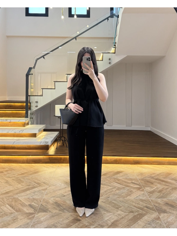 SİYAH BAĞLAMA DETAY TAKIM -8920