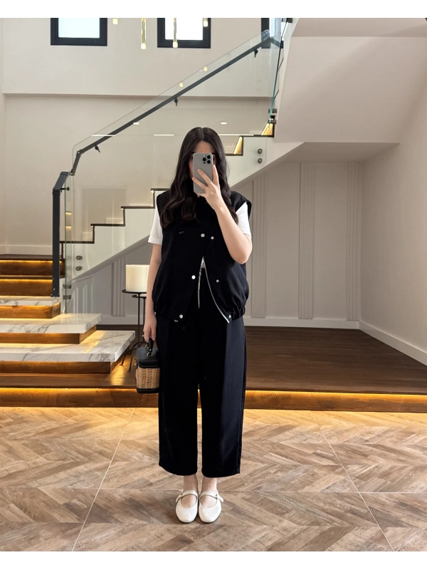 SİYAH ASTARLI YELEK PANTOLON TAKIM-7169