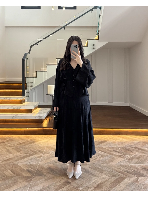 SİYAH İTHAL KUMAŞ ETEK TAKIM-9061