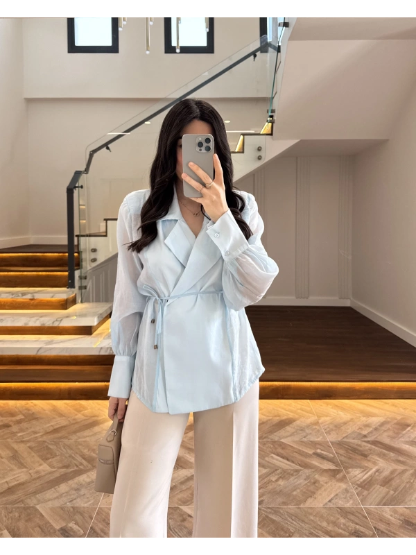 MAVİ TRANSPARAN CEKET -5029