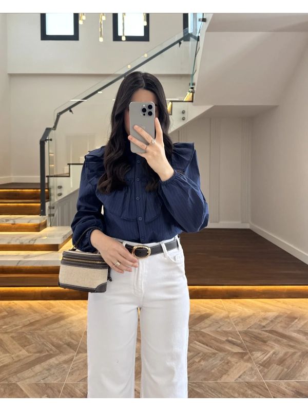 LACİVERT FIRFIRLI GÖMLEK -260919