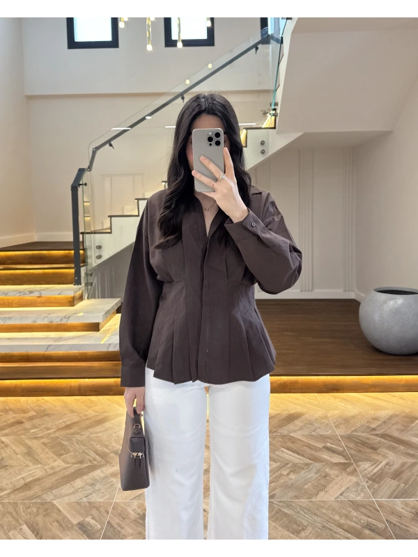KAHVE PİLELİ GÖMLEK-263230