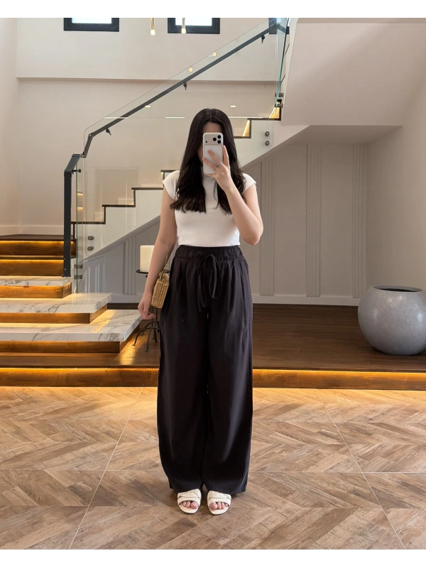 KAHVE YÜKSEK BEL MODAL PANTOLON -3720