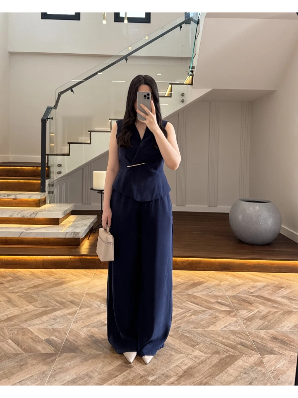 LACİVERT GOLD AKSESUARLI TULUM-580791
