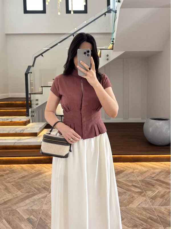 KİREMİT KISA KOL BLUZ -5500