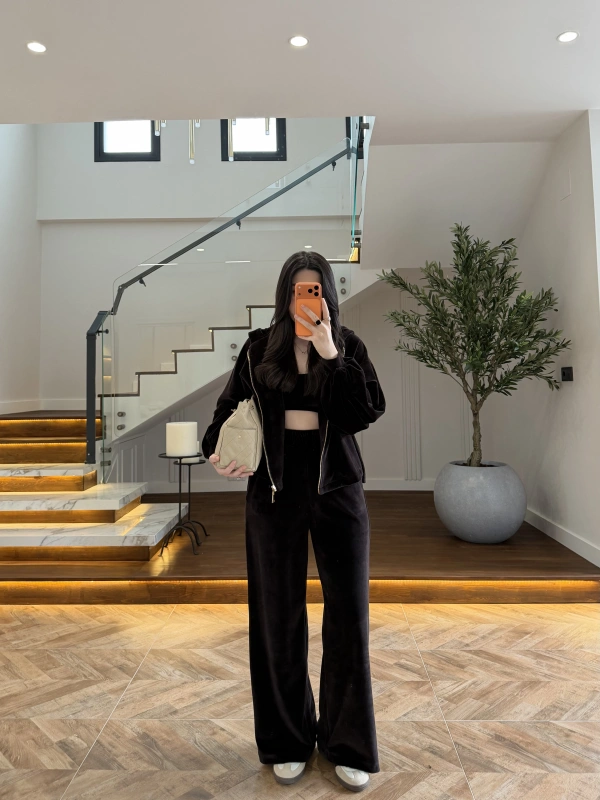 ACI KAHVE KADİFE 3 LÜ TAKIM-0097
