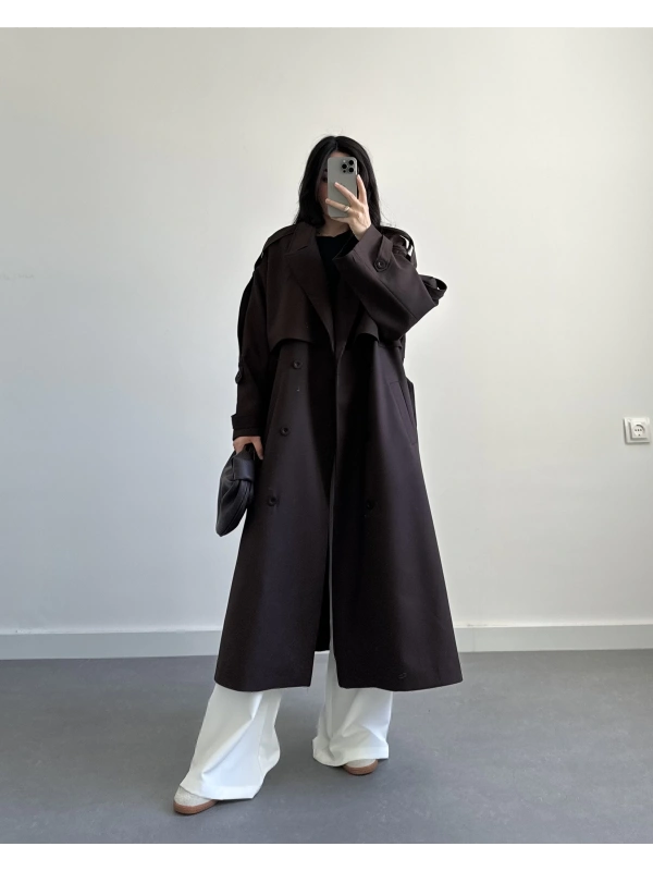 ACI KAHVE PREMİUM OVERSİZE TRENÇKOT