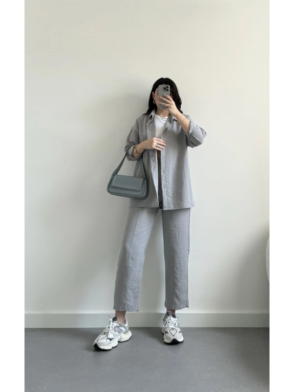 Aerobin keten gri kumaş takım