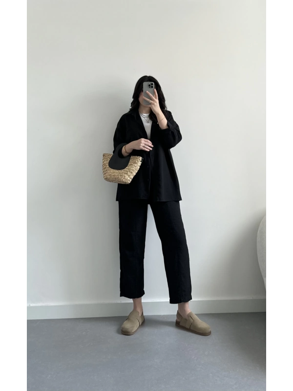 Aerobin keten siyah kumaş takım