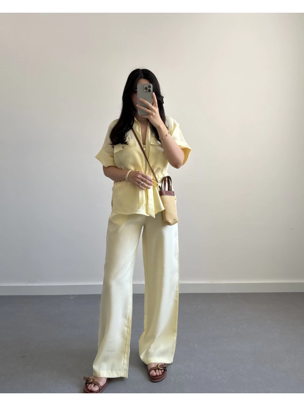 ANNA SARI TENSEL GÖMLEK TAKIM