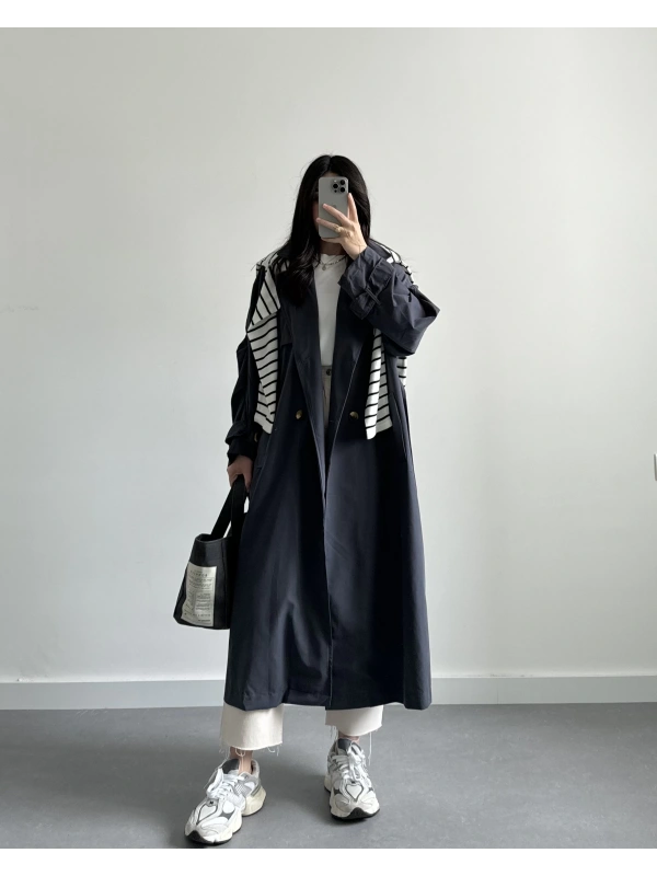 ANTRASİT ASTARSIZ UZUN TRENÇKOT