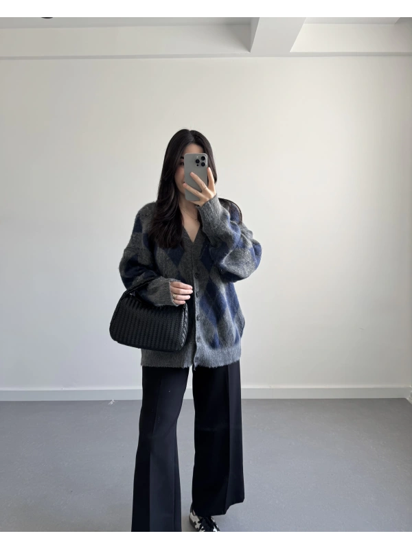 ANTRASİT BAKLAVA DESEN HIRKA