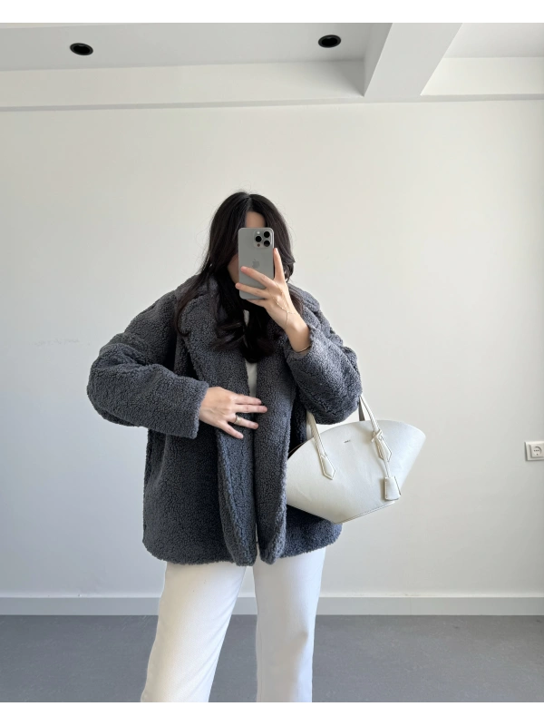 ANTRASİT İÇİ ASTARLI TEDDY CEKET