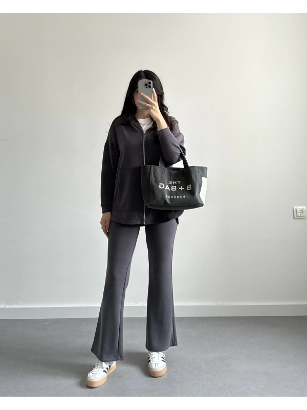 ANTRASİT MODAL KUMAŞ CEKETLİ TAKIM