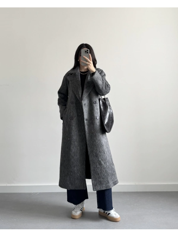 ANTRASİT PREMİUM SAKALLI KAŞE KABAN