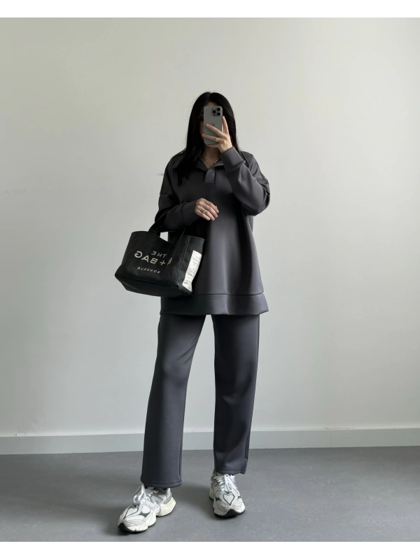 ANTRASİT PREMİUM SCUBA KUMAŞ İKİLİ TAKIM