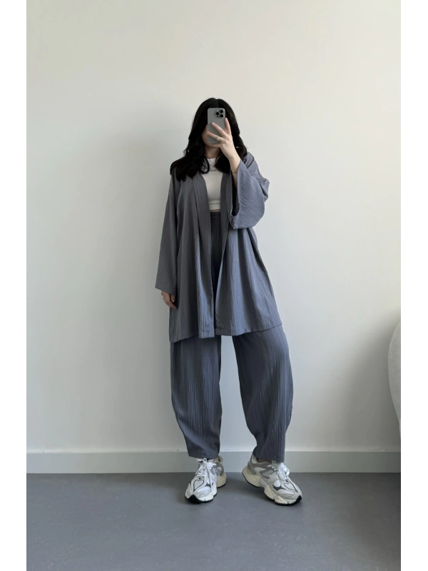 Antrasit şalvar bohem takım