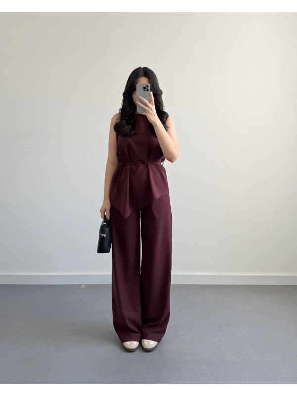 ASİMETRİK KESİM İKİLİ TAKIM BORDO