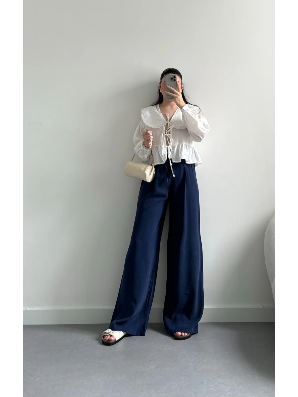 Babs lacivert palazzo pantolon