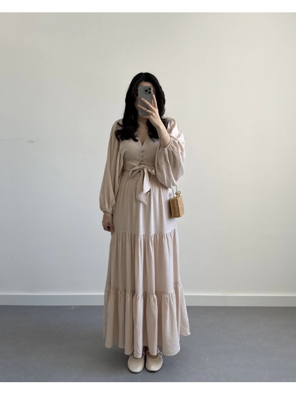 BEJ BALON KOL ETEK GÖMLEK TAKIM