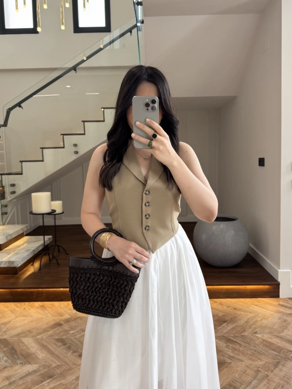 BEJ CUT OUT YELEK-8004