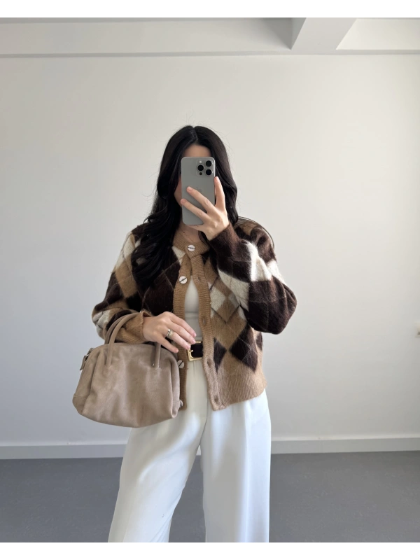 BEJ - KAHVE BAKLAVA DESEN HIRKA