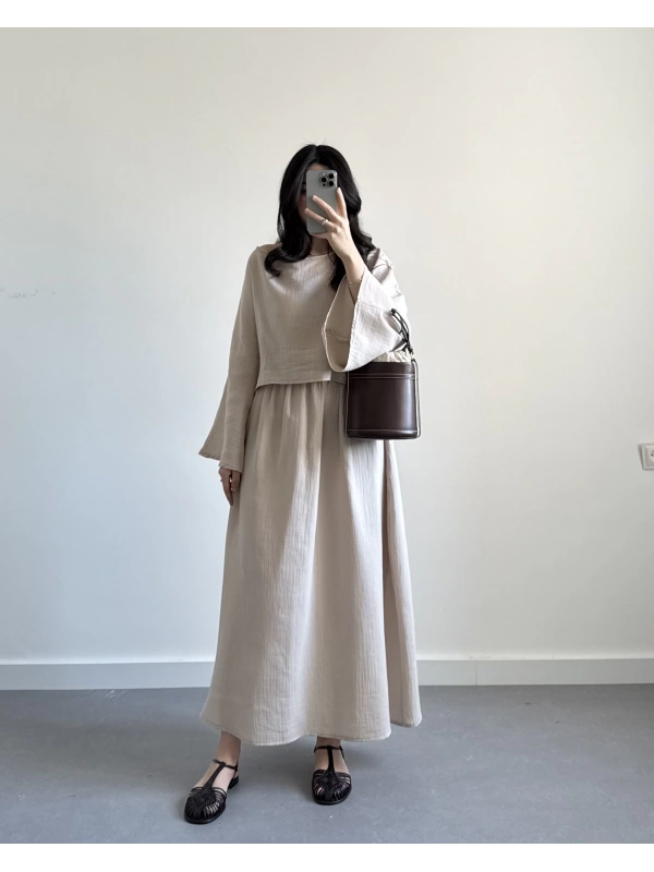 BEJ MÜSLİN ETEK TAKIM