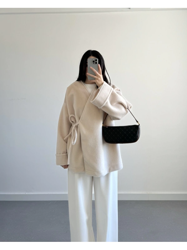 BEJ OVERSİZE KESİM KİMONO CEKET
