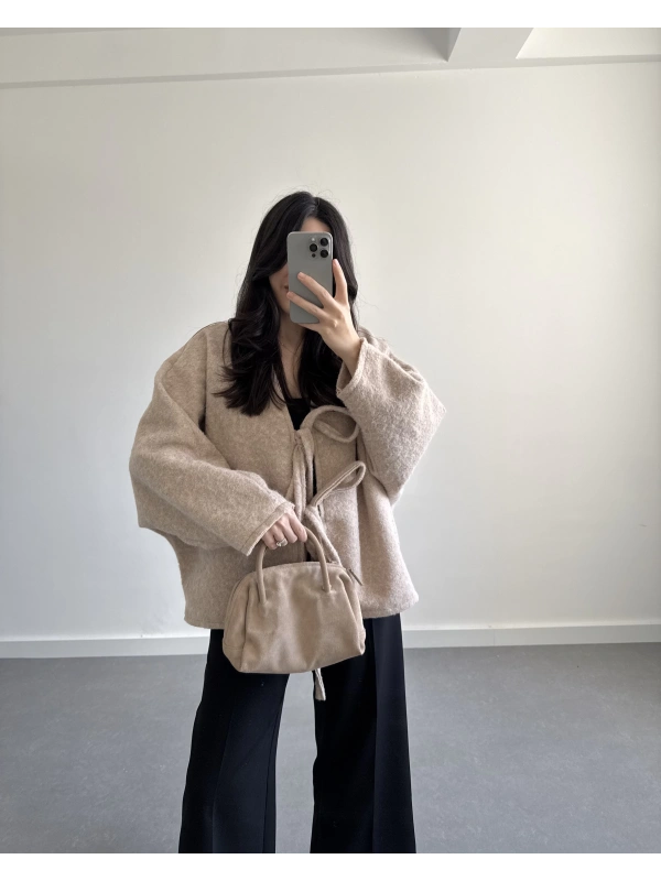 BEJ SAKALLI KAŞE TASARIM CEKET