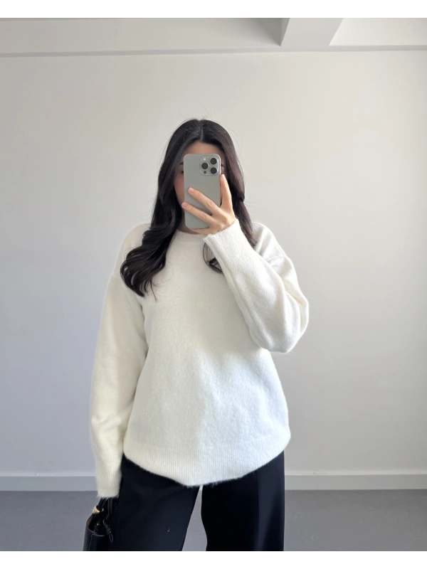 BİSİKLET YAKA KAZAK EKRU