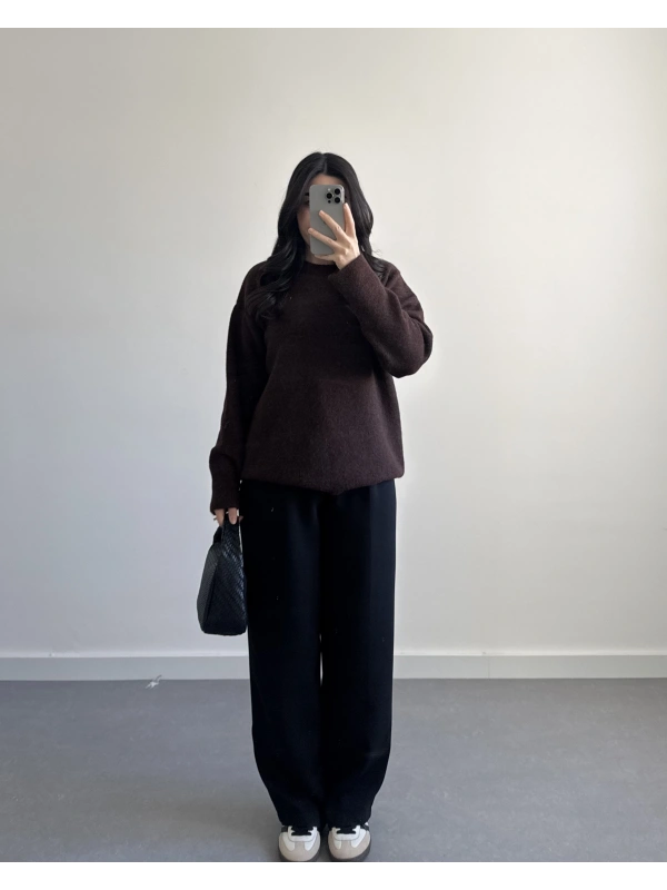 BİSİKLET YAKA KAZAK KAHVE