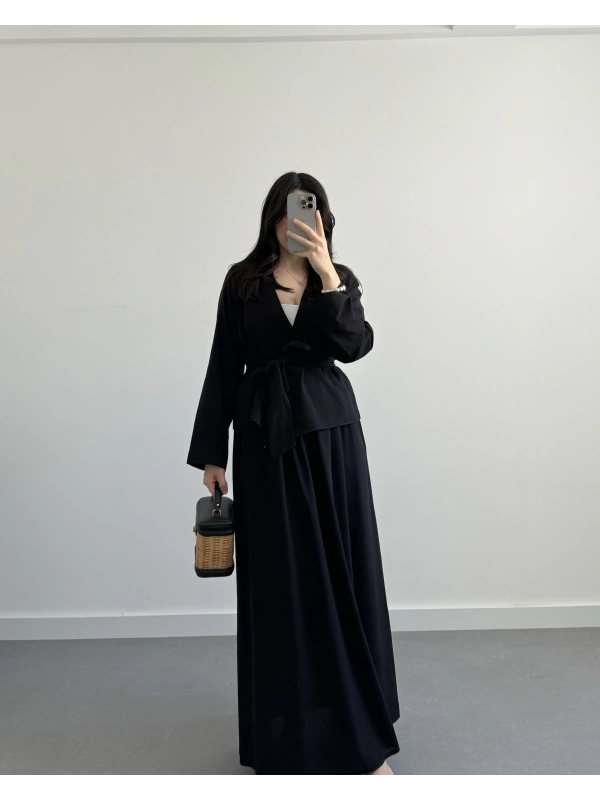 Blom Siyah Kimono Etek Takım