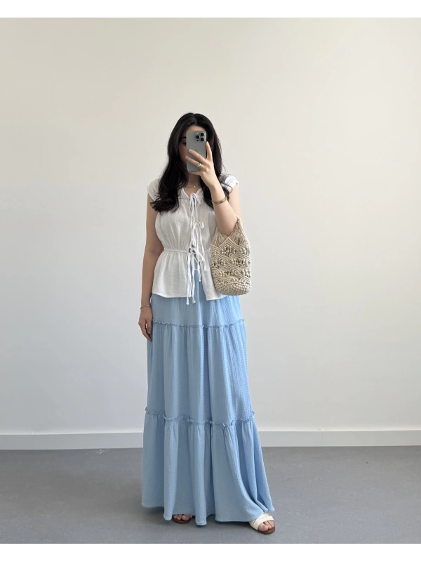 BOHO BEBE MAVİ UZUN ETEK