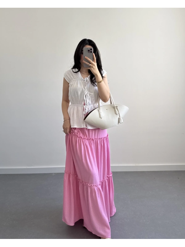 BOHO PEMBE UZUN ETEK