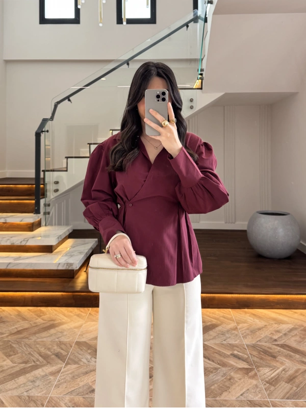 BORDO ÖNÜ PİLELİ GÖMLEK -9243