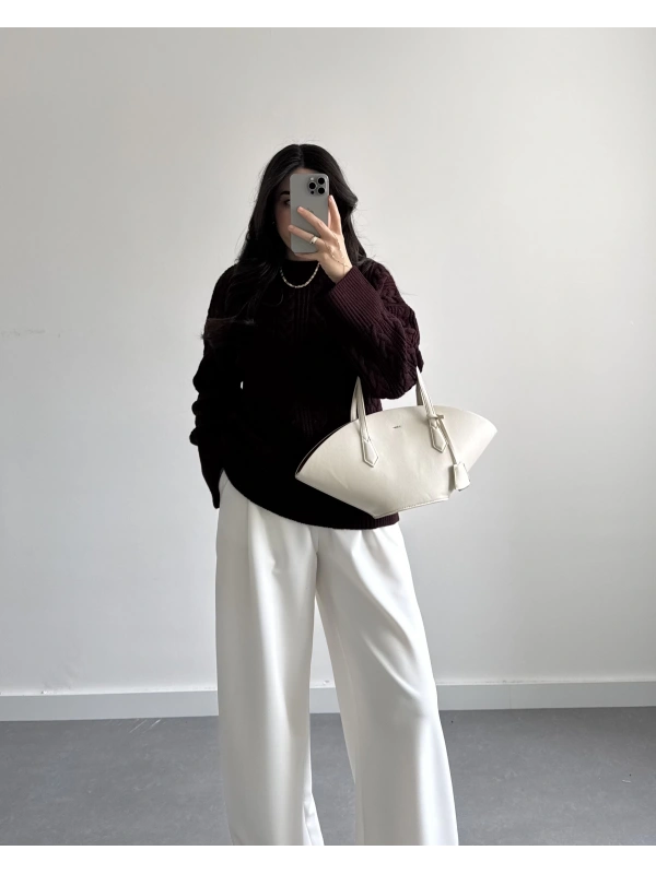 BORDO PİNTEREST ÖRGÜ KAZAK