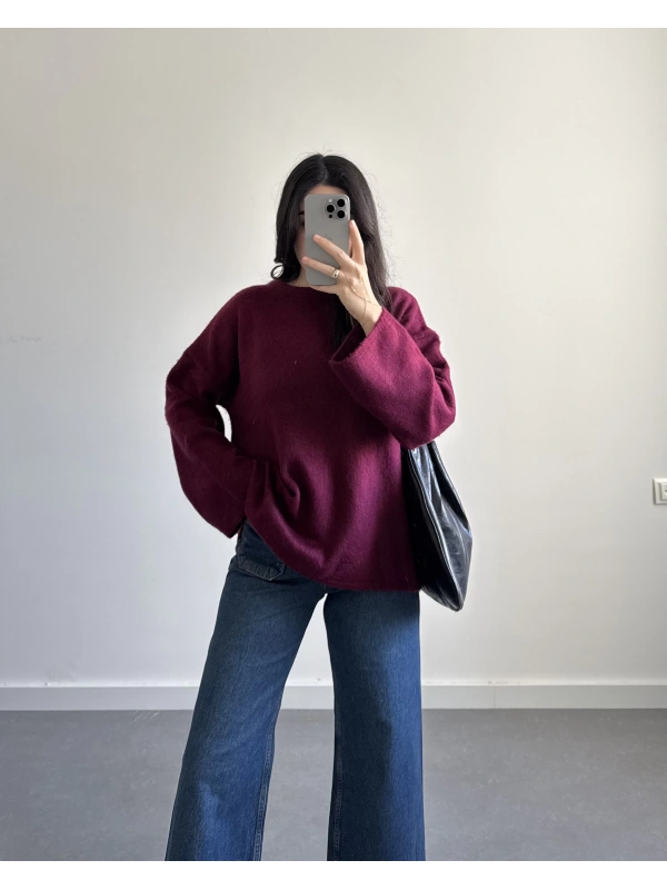 BORDO SAKALLI PİNTEREST KAZAK