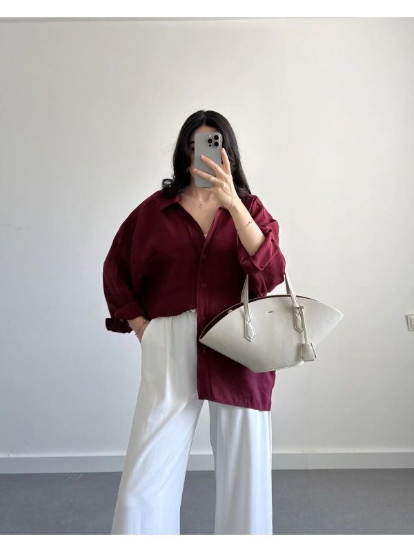 Bordo tensel gömlek