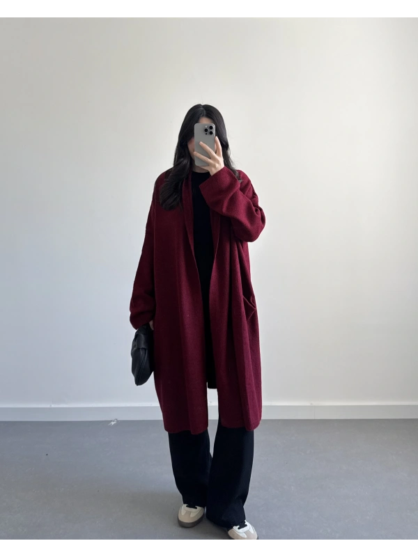 BORDO UZUN CEPLİ HIRKA