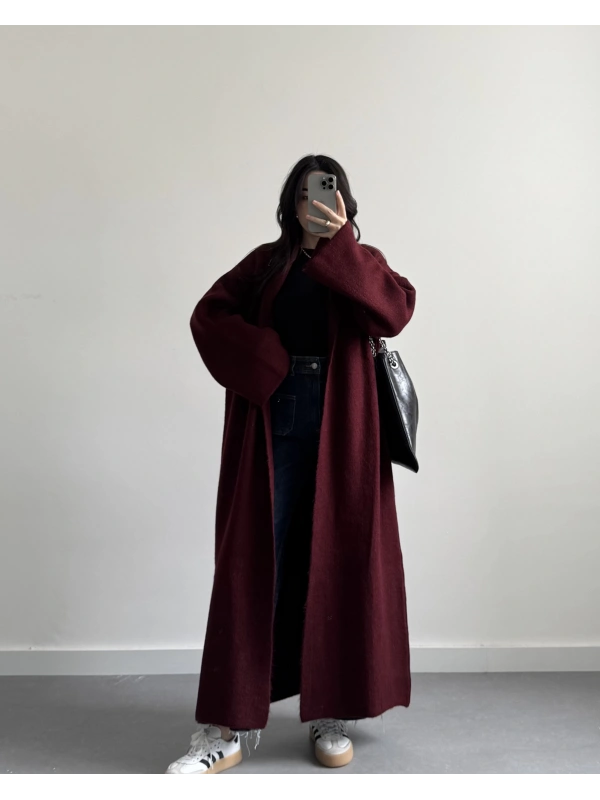 BORDO UZUN PREMİUM HIRKA