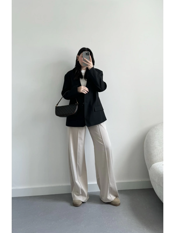 Çimalı krem pantolon