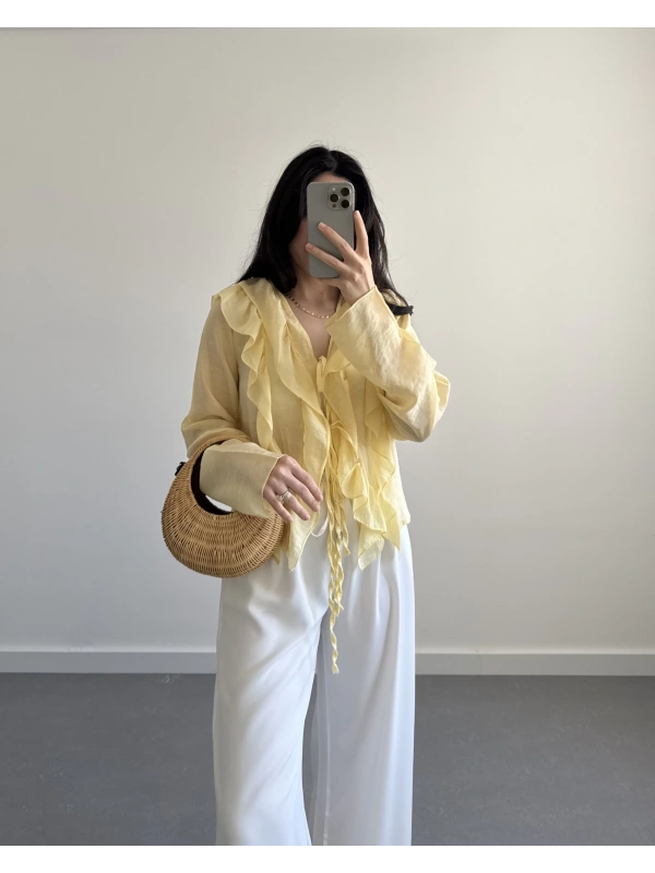 CLARA SARI FIRFIRLI GÖMLEK