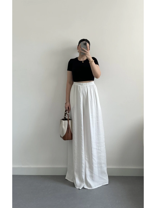 Clew premium beyaz tensel pantolon