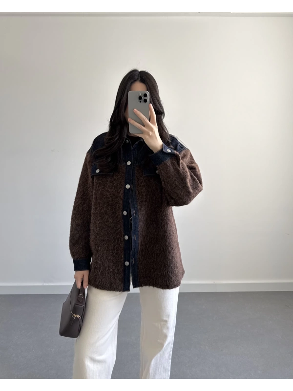 DENİM BUKLET CEKET KAHVE