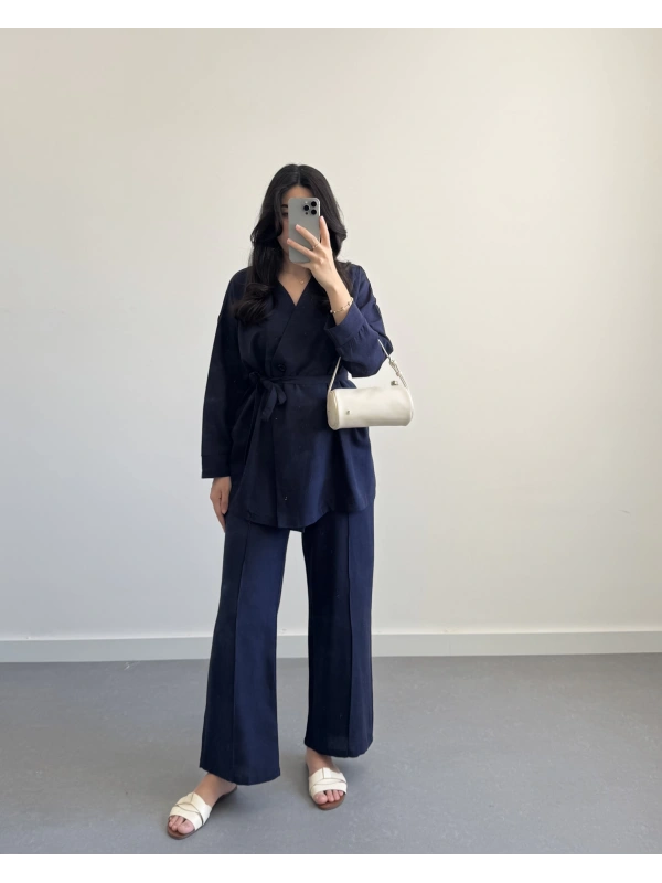 DEX KUŞAKLO KİMONO TAKIM LACİVERT