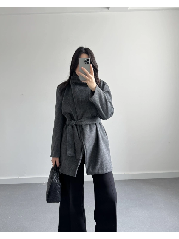 DİK YAKA KAŞE KABAN ANTRASİT