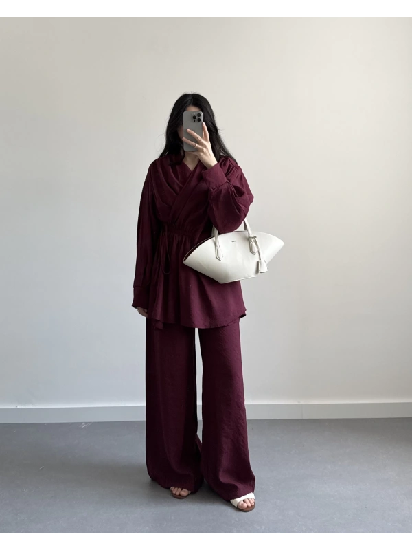 DONOW BÜZGÜLÜ TENSEL BÜZGÜLÜ TAKIM BORDO