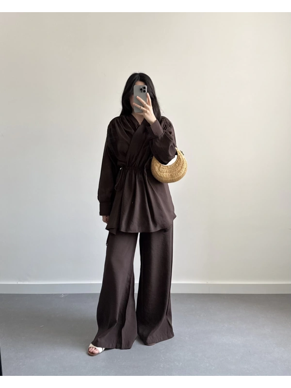 DONOW BÜZGÜLÜ TENSEL BÜZGÜLÜ TAKIM KAHVE