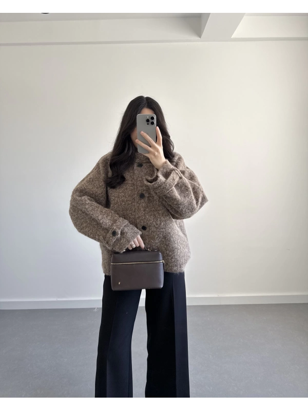 PREMİUM DÜĞMELİ KAŞE CEKET KAHVE